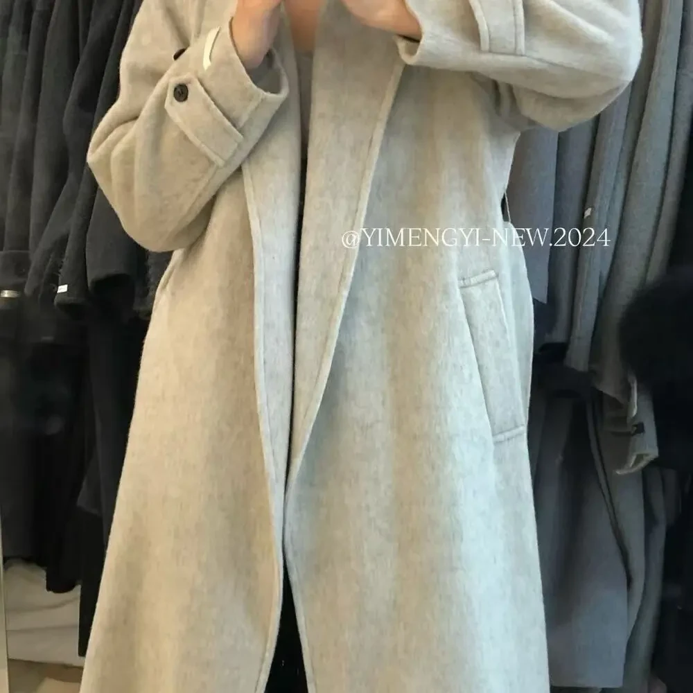 翻领长毛加厚超软长款双面外套时尚百搭