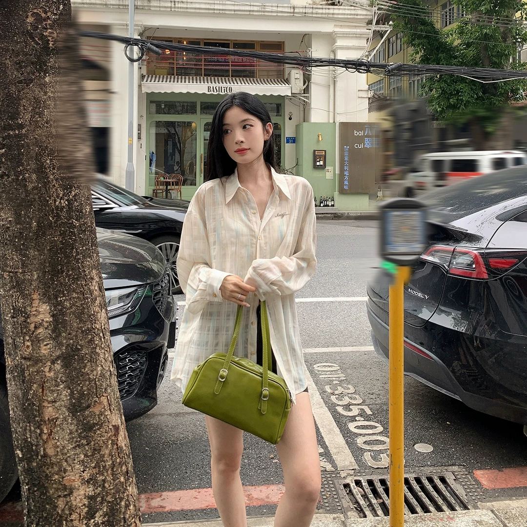 【吵吵小情绪】简约格子衬衫复古设计感宽松52052