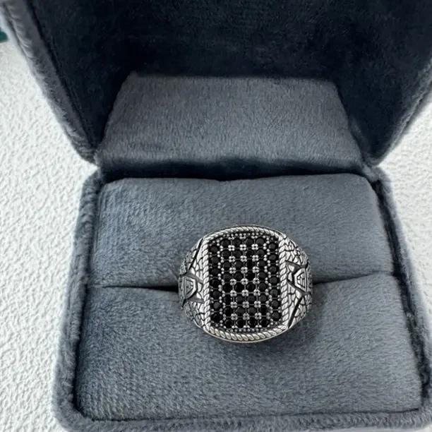 925银戒指 男个性活口复古黑色霸气通用可调节男士欧美风