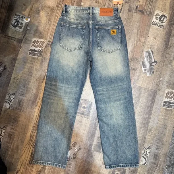 西部系列蓝皮书树皮纹做旧水洗无弹窄版直筒牛仔裤复古蓝色5536