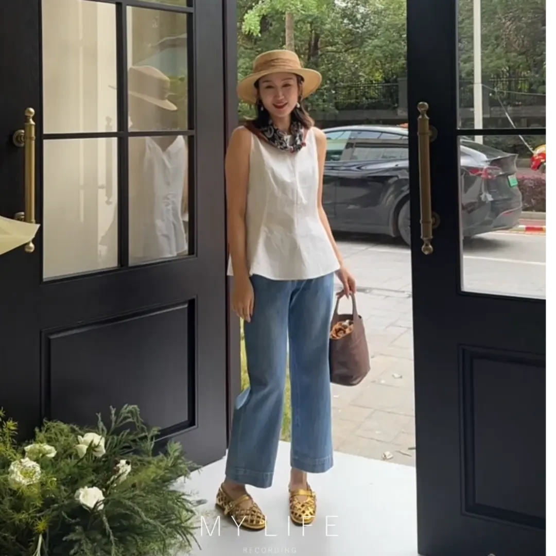 葭恩无袖百搭套头薄款纯色无袖上衣Q001