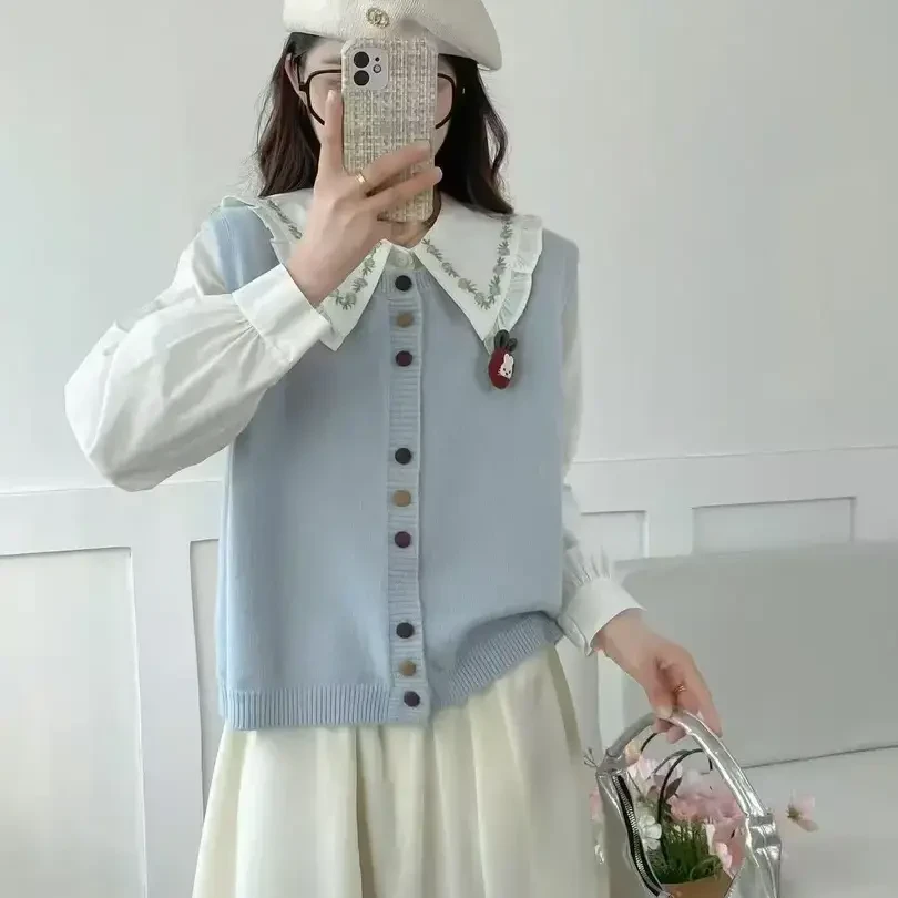 针织马甲背心女春秋外搭2025新款学生宽松叠穿无袖毛衣小个子马夹