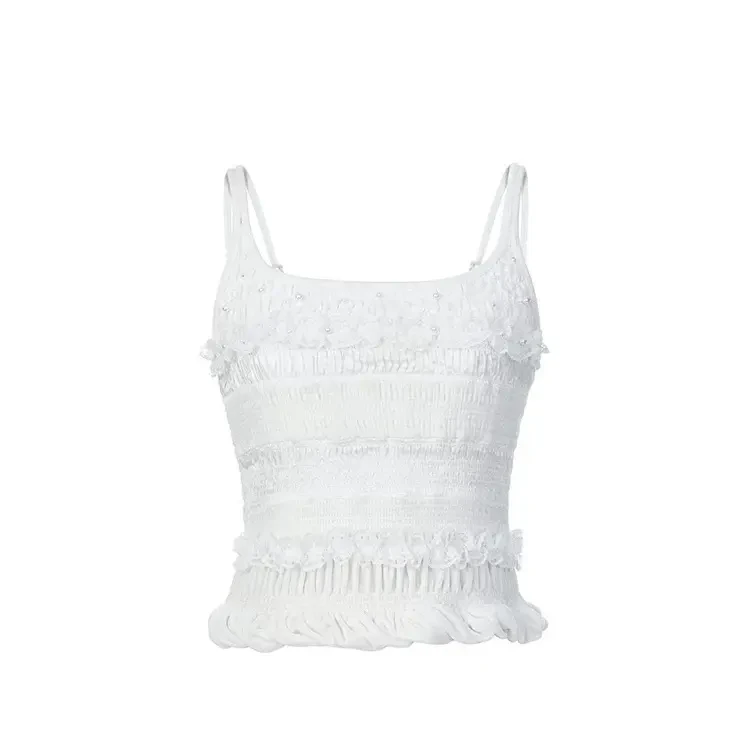 lefame拉飞姆2025春季露背甜美打揽拼接钉珠吊带LF25C21SV176