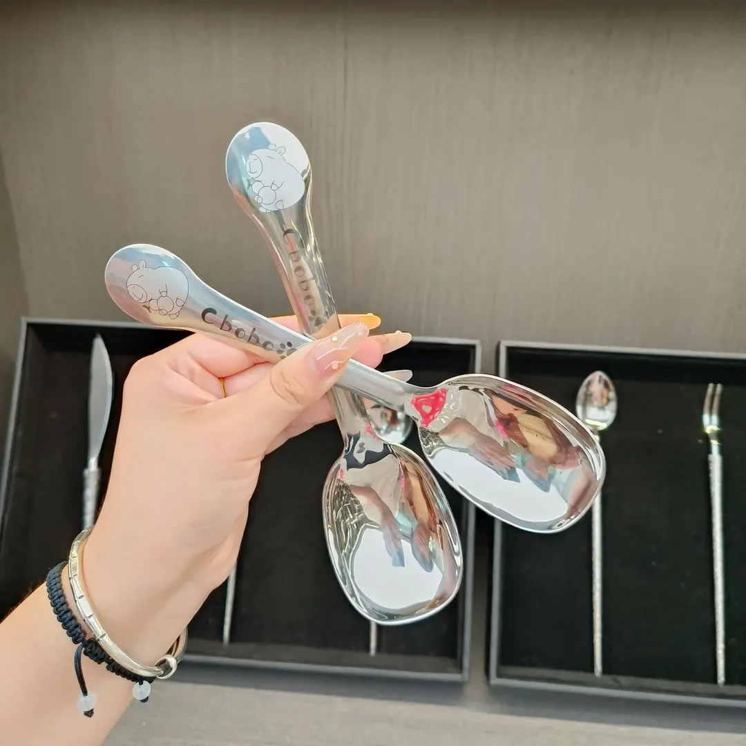 家用餐具可爱吃饭创意钢勺汤勺汤匙卡皮福禄超大号勺子餐勺网红