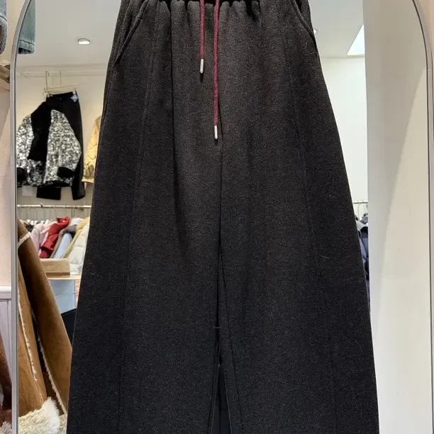 加绒加厚高腰抽绳弯刀裤女