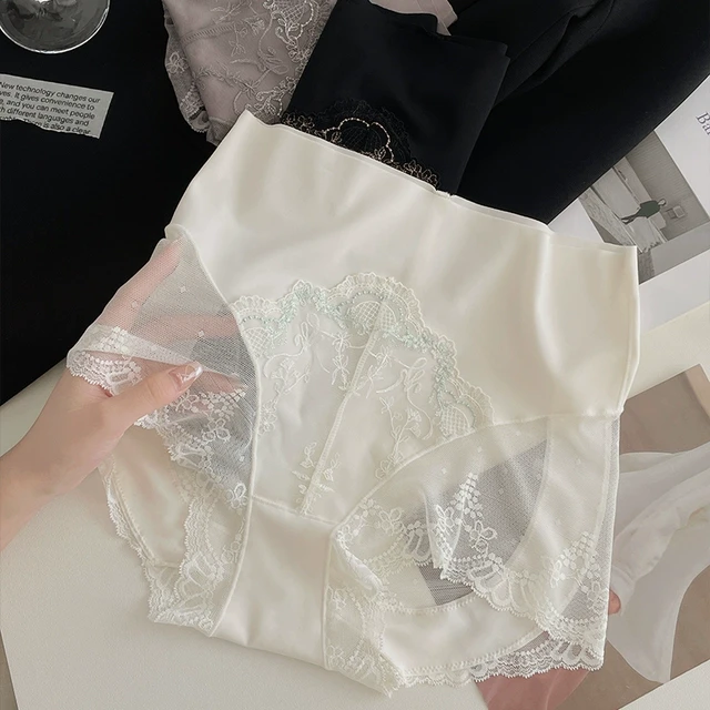 蕾丝刺绣性感高腰轻收腹大码内裤女莫代尔裆高弹轻塑美臀女士短裤