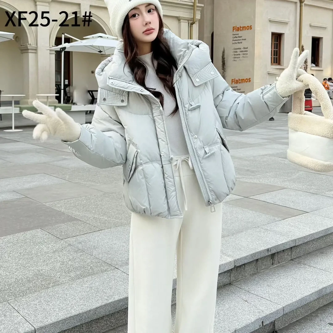冬季新款时尚连帽加厚保暖90白鸭绒羽绒服