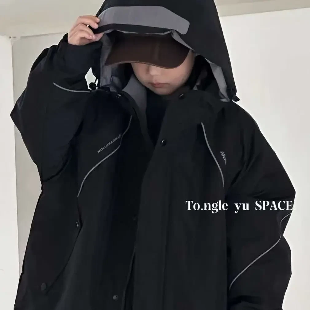 加厚棉服两面穿夹棉休闲冲锋衣中大童韩版设计款上衣