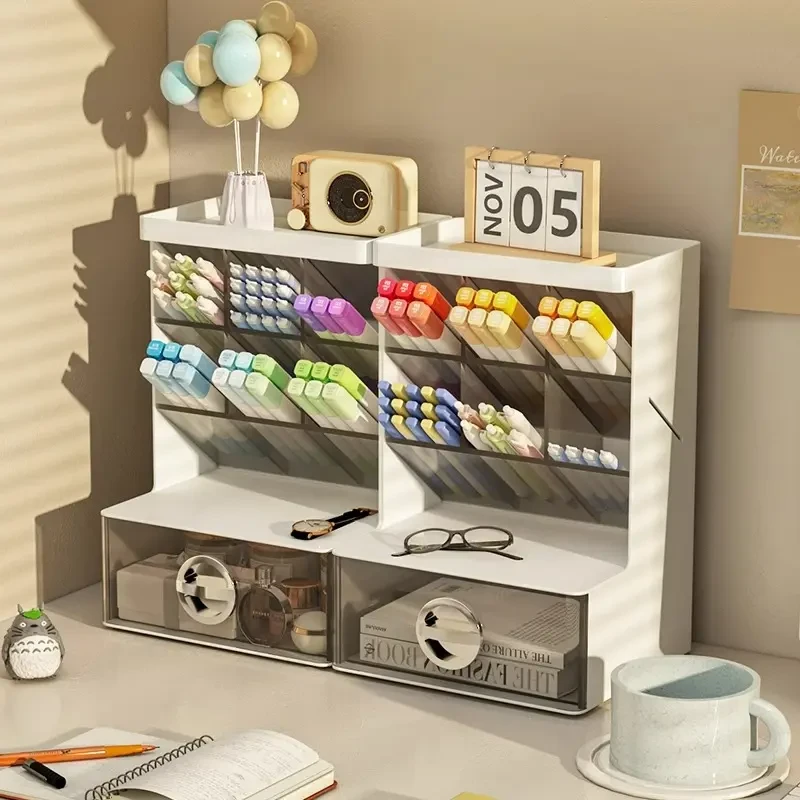 笔筒收纳盒学生桌面办公室文具置物架宿舍彩笔铅笔抽屉整理架子