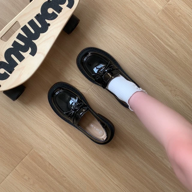 小sun家日系jk可爱蝴蝶结厚底乐福鞋2025夏季新款百搭复古小皮鞋