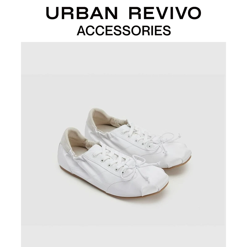 URBAN REVIVO2025夏季新款女士蝴蝶结芭蕾舞单鞋UAYS50038
