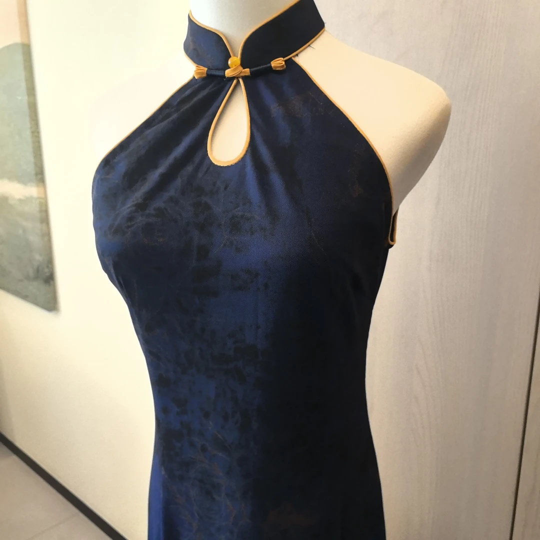 包臀裙薄款圆襟水滴领单旗袍旗袍网红日常时尚芭蕾风