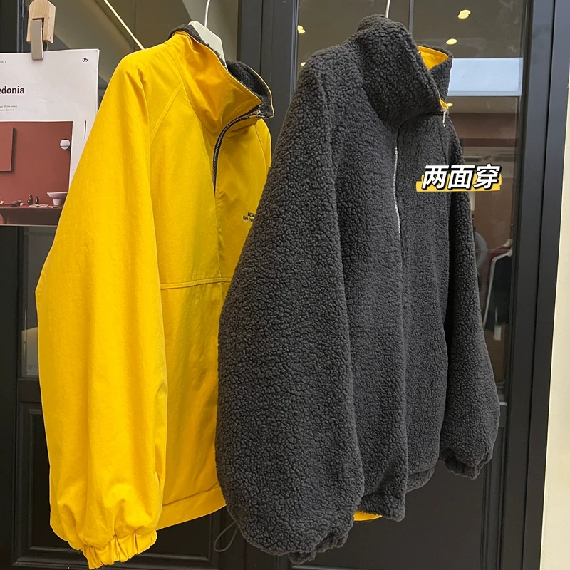 J15柜600！摇粒绒外套女2024冬美式双面穿加绒保暖棉衣工装棉服