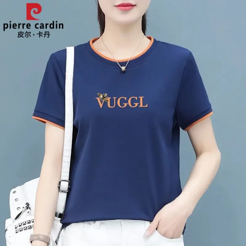 皮尔卡丹显瘦短袖T恤女半袖2025新款时尚大码减龄洋气夏季上衣