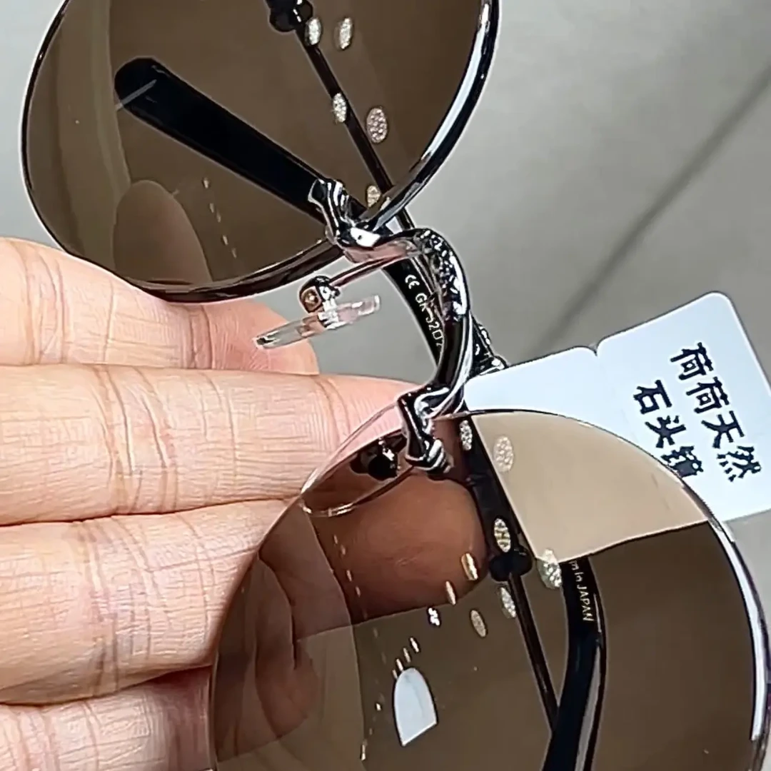 石头镜男士无框圆形复古墨镜养目太阳镜