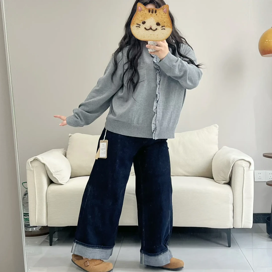 大码重工针织衫秋冬纯色卫衣毛衣女针织