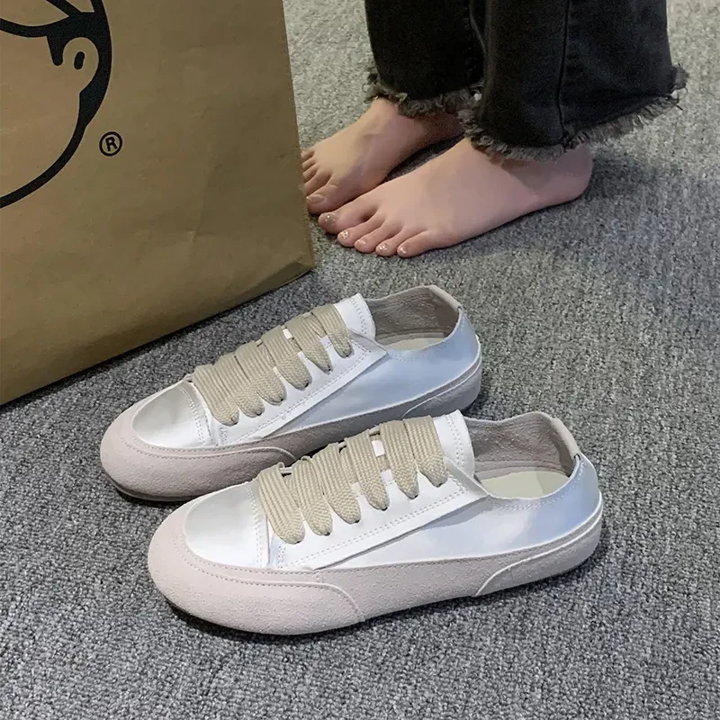 2025年春季平底小白鞋绸缎西班牙小众鞋帆布鞋女鞋单鞋运动休闲鞋