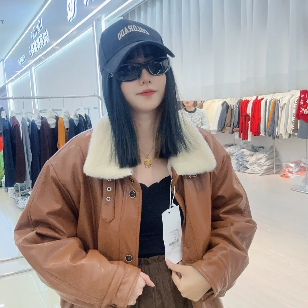 黑色立领加绒加厚韩版复古休闲PU皮衣女冬季百搭外套