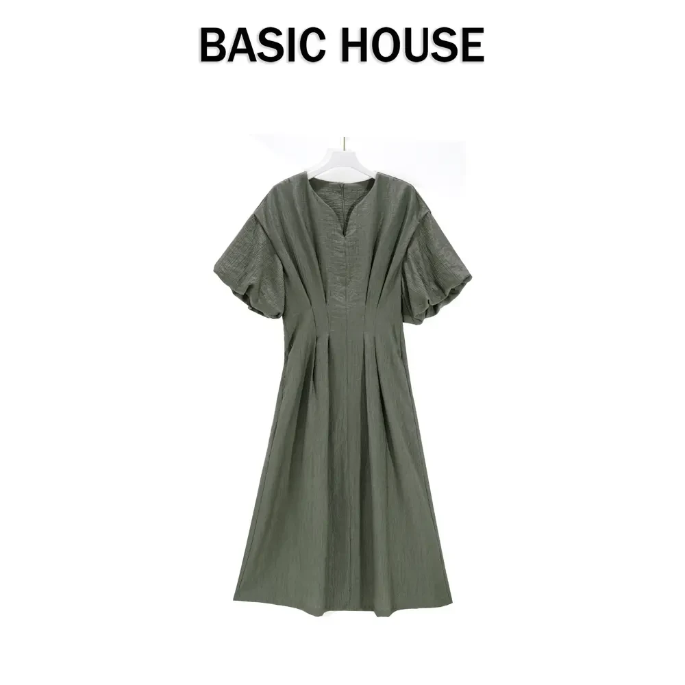 Basic House/百家好CSM夏季轻奢时尚法式休闲气质设计感连衣裙