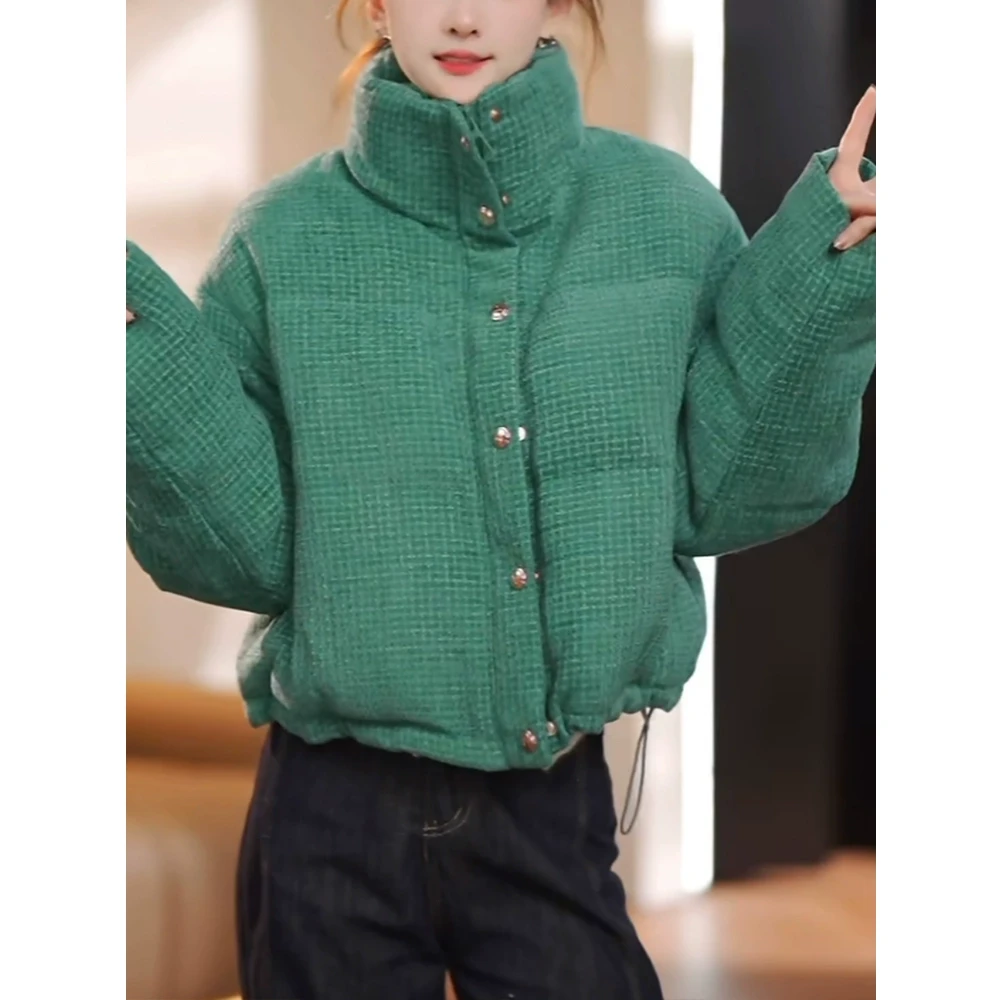 高级感小香立领短款棉服女2024冬季新款复古洋气小个子面包服外套