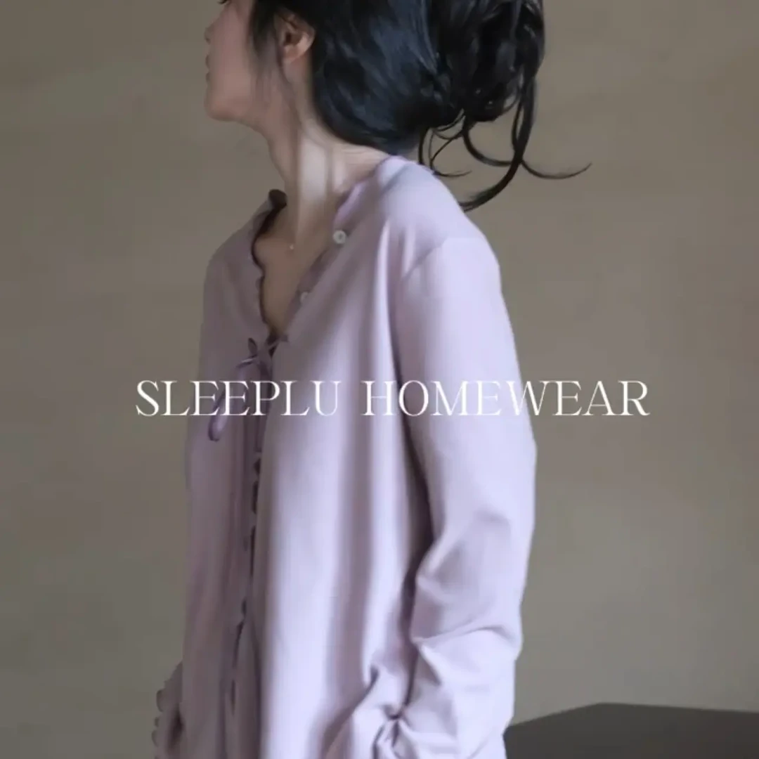 秋冬新款薄绒女士长袖长裤蕾丝花边V字领德绒家居服