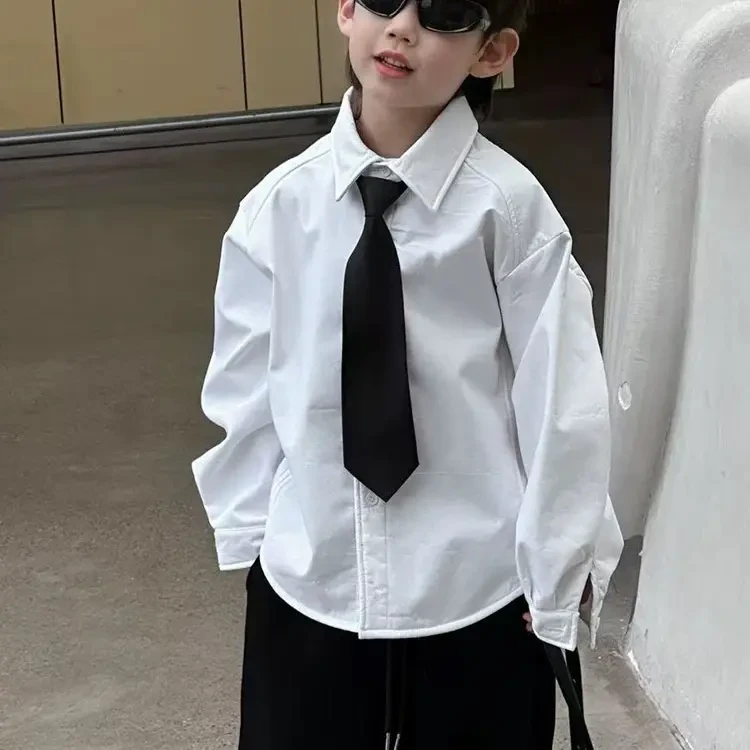 1611瑕疵款加绒男童白衬衫，无领带，介意勿拍