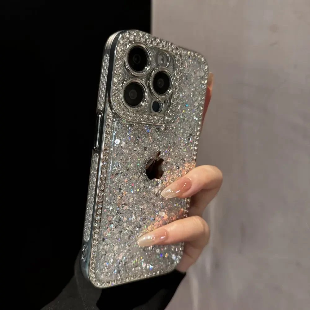 创意滴胶闪粉钻石适用苹果16promax奢华iPhone17网红14时尚13气质