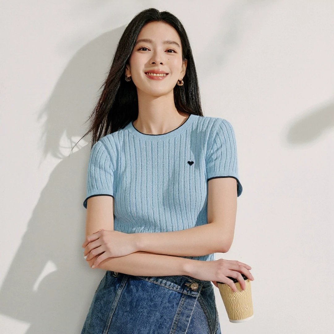 【欧若风穿搭】茵曼法式刺绣针织衫女25夏别致减龄一秒入夏舒服穿搭