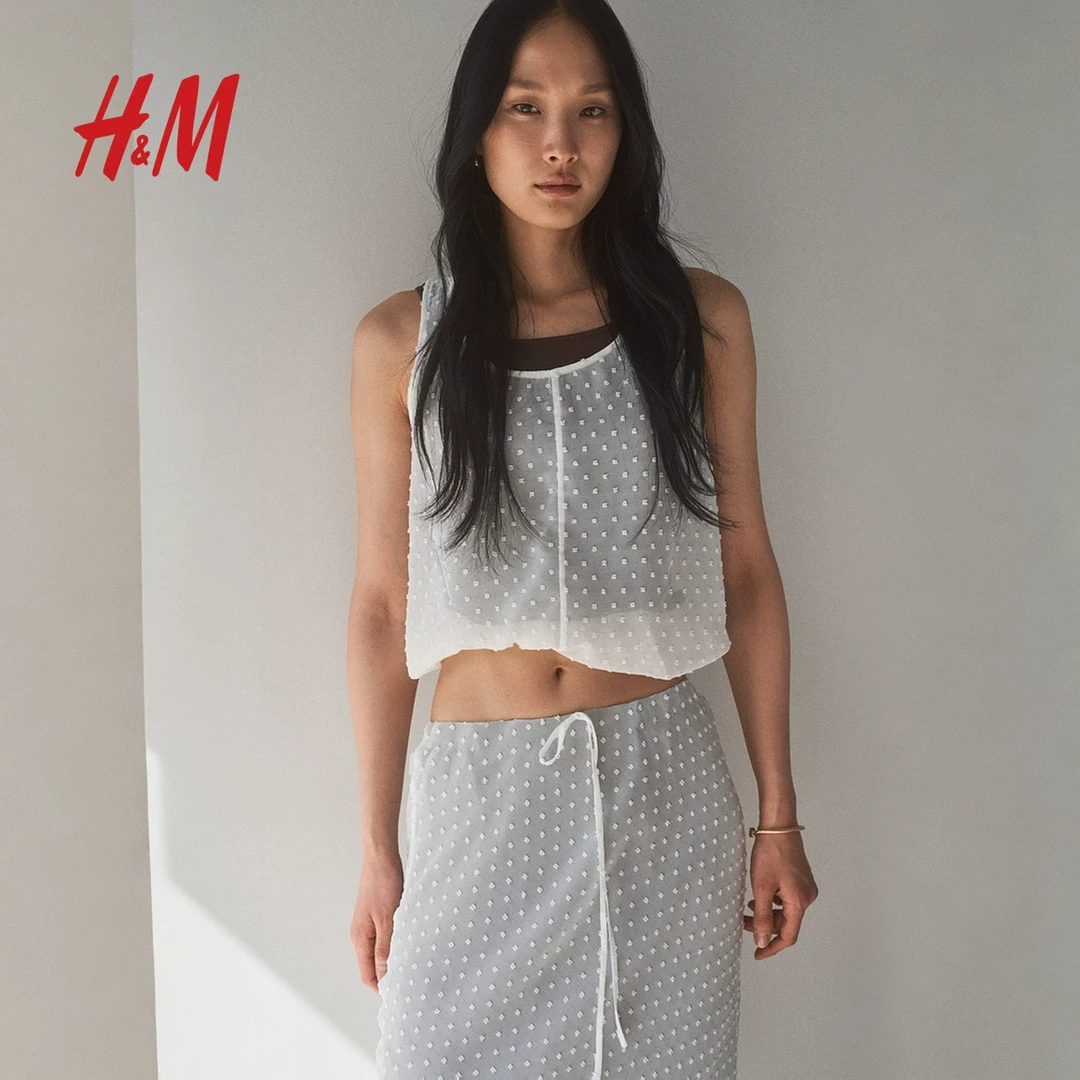 HM2025夏季新款女装刺绣提花上衣1296191