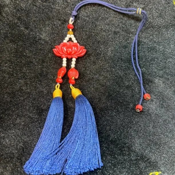 含辰砂工艺品灵丹真朱砂高含量红砂设计款好事莲莲莲花车挂