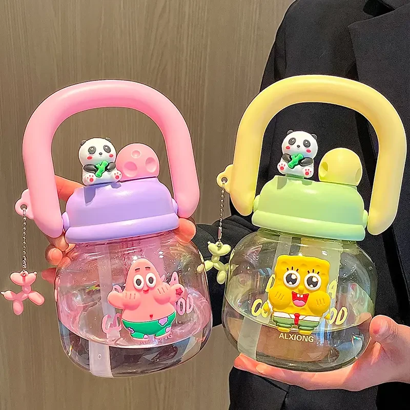 熊猫高级女新款水杯大肚大容量杯子吸管式太空杯高颜值便携美式TJ