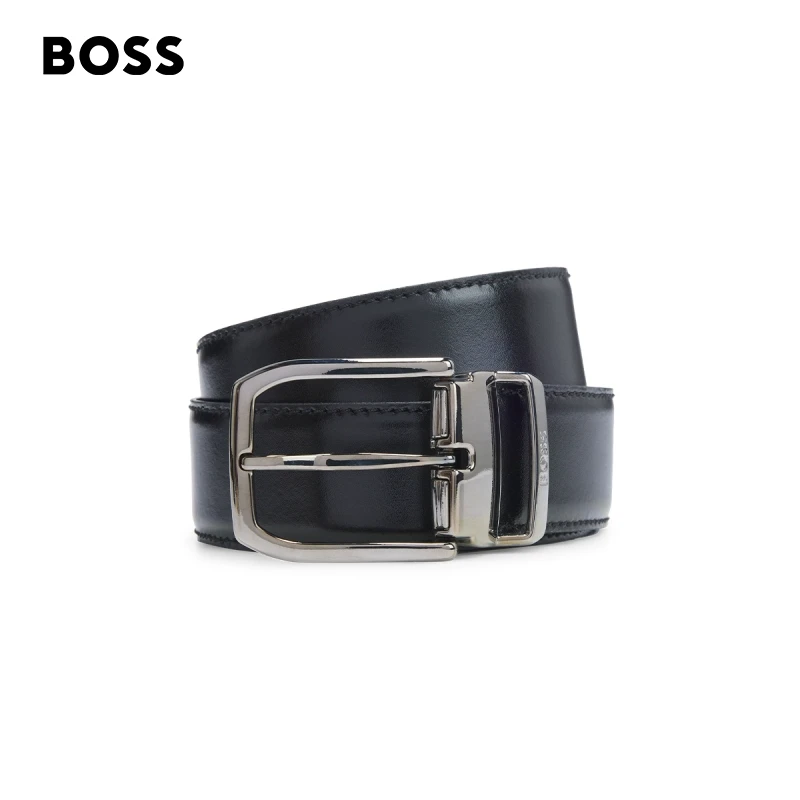 BOSS博斯男士25年春季新款双色设计双面皮革腰带50537078