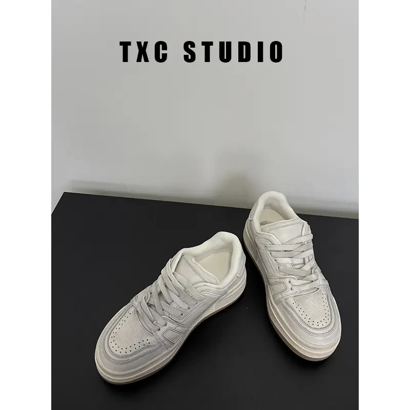 唐小彩手工鞋~2025年秋冬新款厚底小白鞋时尚百搭做旧休闲鞋