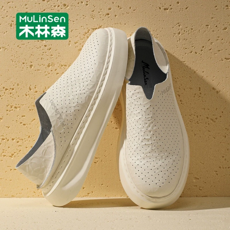 木林森男鞋秋季新款渔夫鞋软底防滑懒人一脚蹬透气休闲百搭板鞋