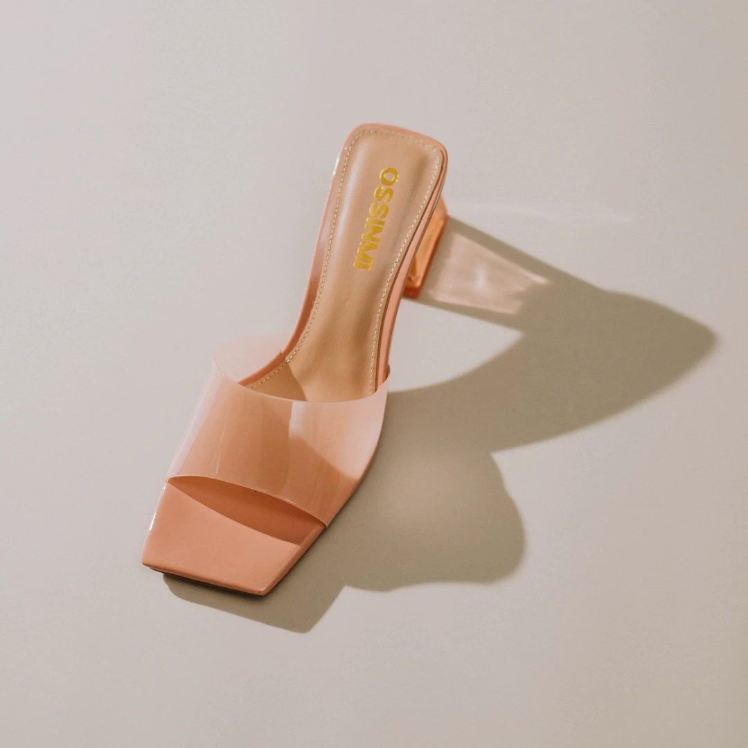 【穆勒方头水晶拖鞋】法式仙女粗跟凉鞋 跟高7cm 23ZUAI38