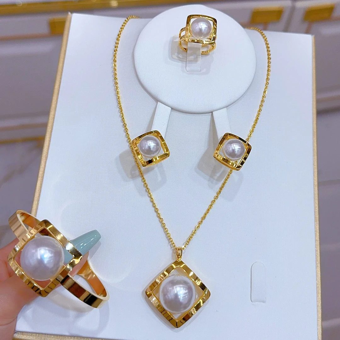 钛钢项链 新款钛钢百搭时尚四件套套装022