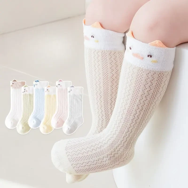 婴儿袜子夏季防蚊长筒袜新生儿棉薄款网眼中筒袜宝宝不勒空调袜