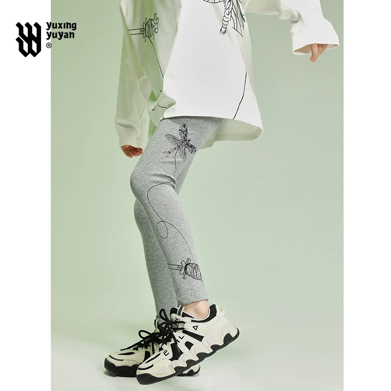 雨星雨嫣女童打底裤春秋款2025新款中童儿童休闲弹力外穿裤子女孩