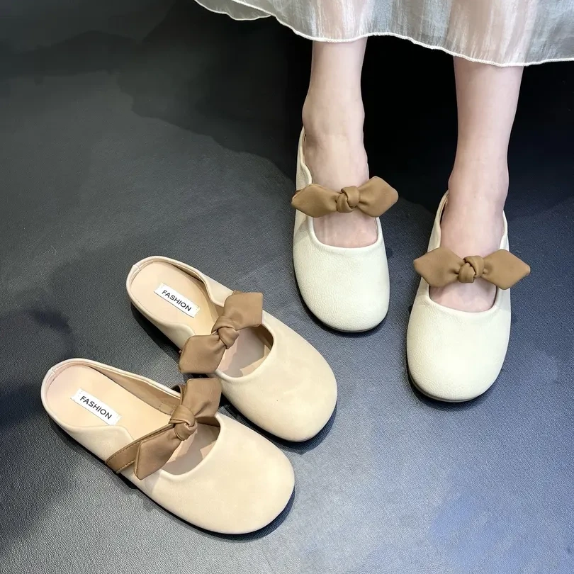 蝴蝶结包拖女网红外穿2025春款百搭温柔底防滑拖鞋