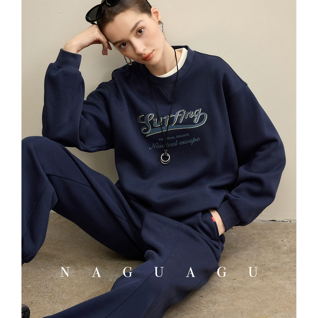 【肯豆卫衣】500g舒格羊丽绒 圆领美式字母时髦休闲加绒卫衣