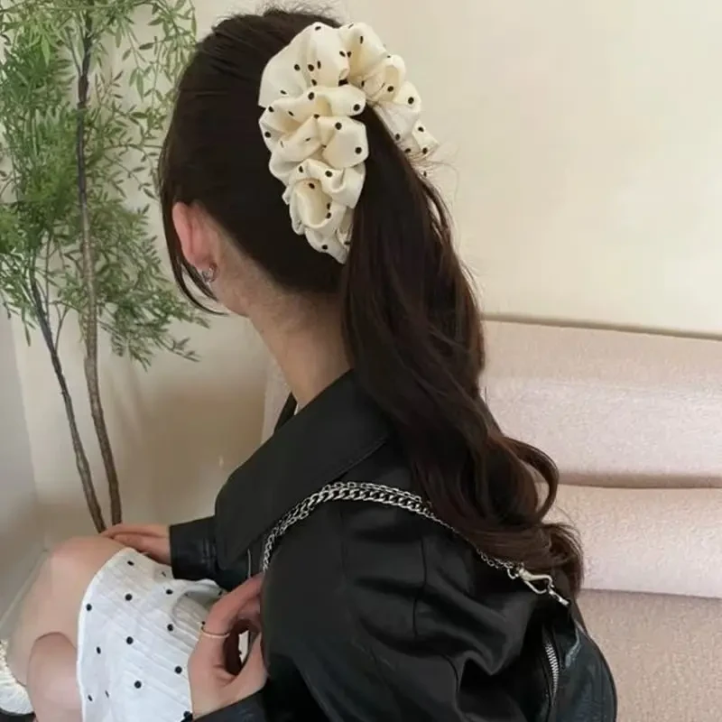 黑白波点抓夹大号发量大发夹盘发神器后脑勺香蕉夹竖夹鲨鱼夹发卡