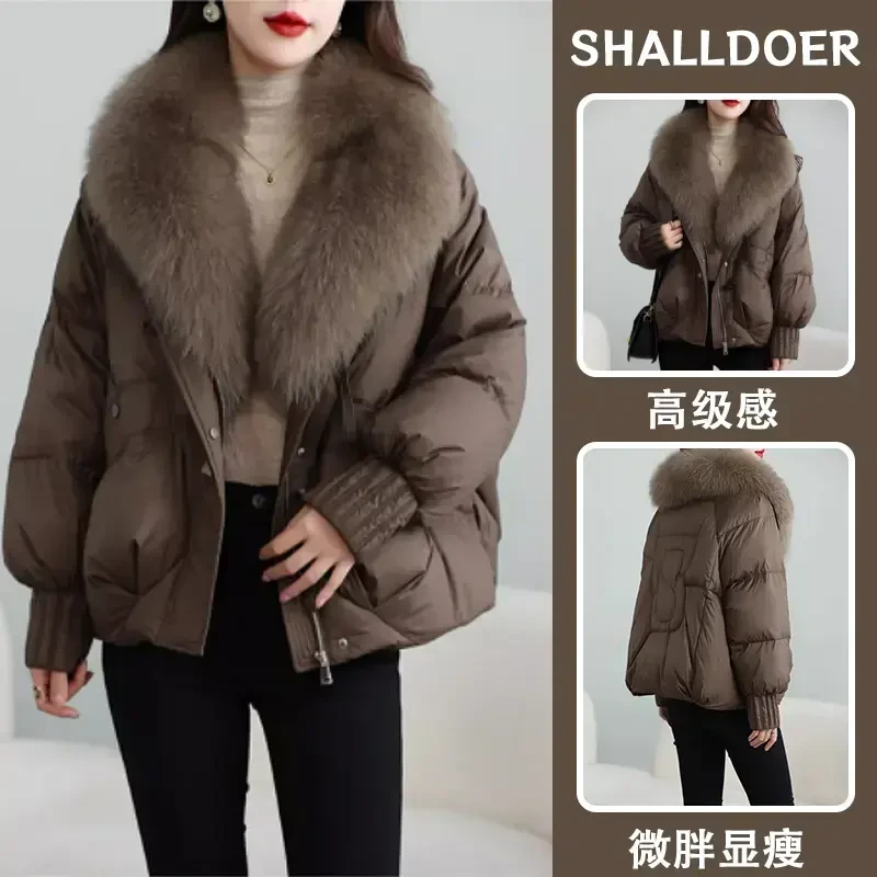 Q冬季新款时尚大毛领显瘦宽松短款加厚保暖外套时尚百搭短款外套