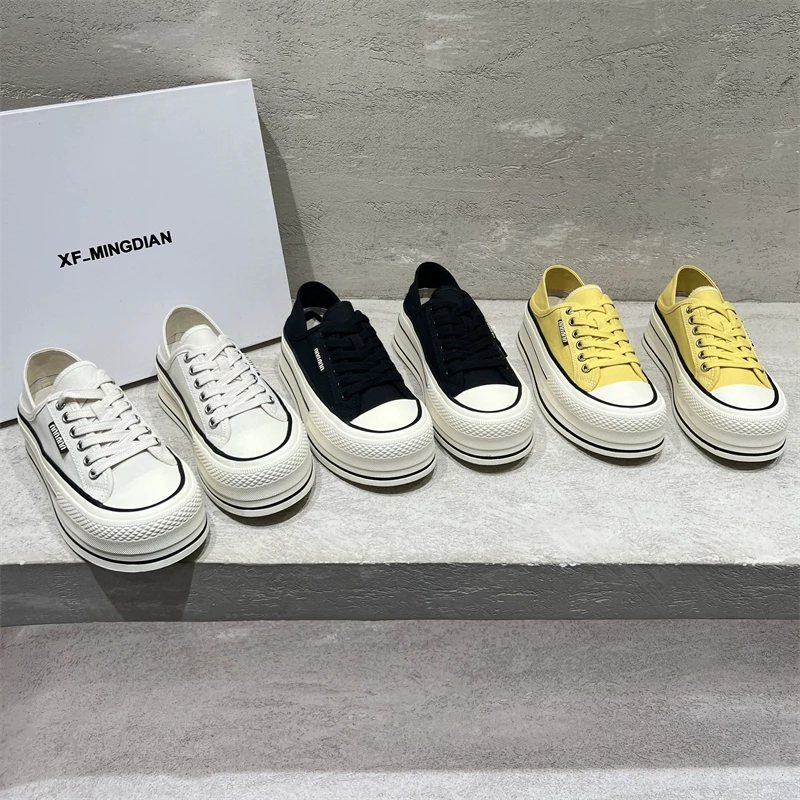 欧洲站女鞋2025春新款欧货真皮系带厚底百搭运动鞋松糕底休闲板鞋