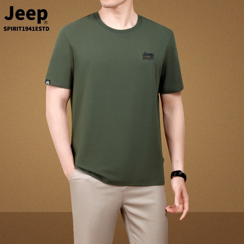 jeep男士短袖t恤2024新款夏季宽松圆领体恤高品质名牌男装上衣服