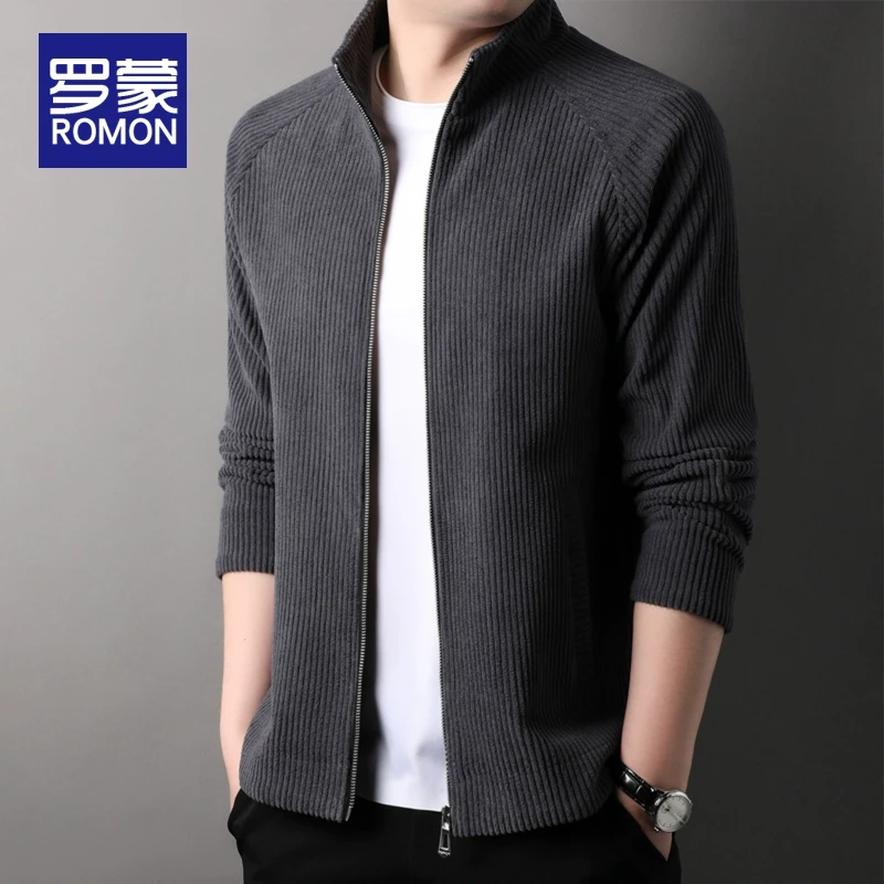 罗蒙男士春秋季高档夹克外套男款中青年立领男装休闲上衣男夹克衫