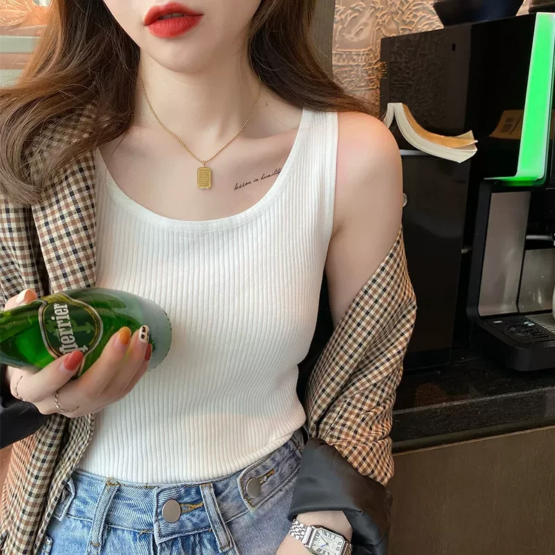 针织背心女2025新款秋季白色吊带内搭高级感小西装打底衫无袖上衣