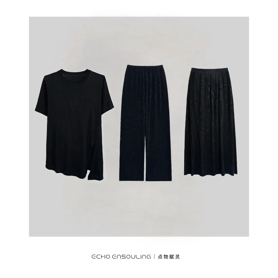 ECHO ENSOULING/点物赋灵E22339醋酸三件套休闲显瘦夏季防晒