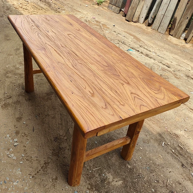 老榆木桌子实木茶桌餐桌长条吧台桌复古茶台原木书桌简约小阳台桌