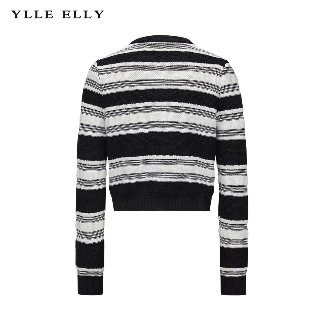 【商场同款】条纹开衫春季新款圆领修身经典针织衫Y731309228