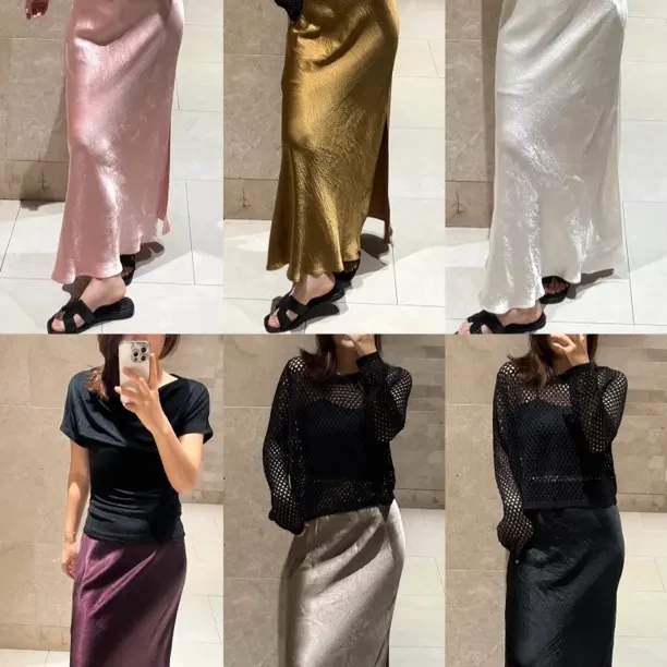 醋酸长裙 压皱斜裁工艺（裙长95-98）